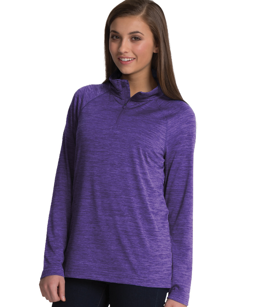 Charles River Apparel Purple Women’s Space Dye Performance Pullover – model