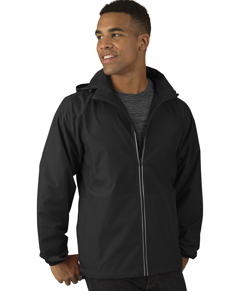 Charles River Apparel Navy Pack-N-Go Full Zip Reflective Jacket – male model
