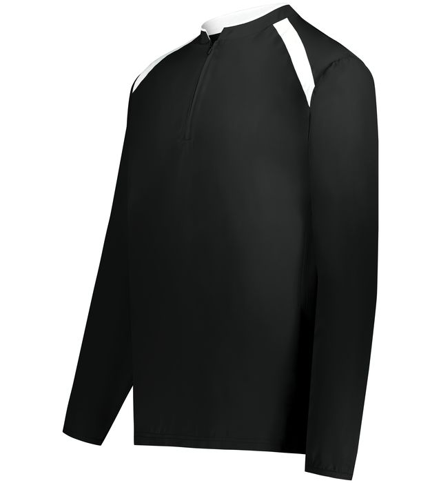 Augusta Quarter Zip Long-sleeve Two-toned Pullover with Side Pockets and Side Zipper Areo-Tec Polyester Black White