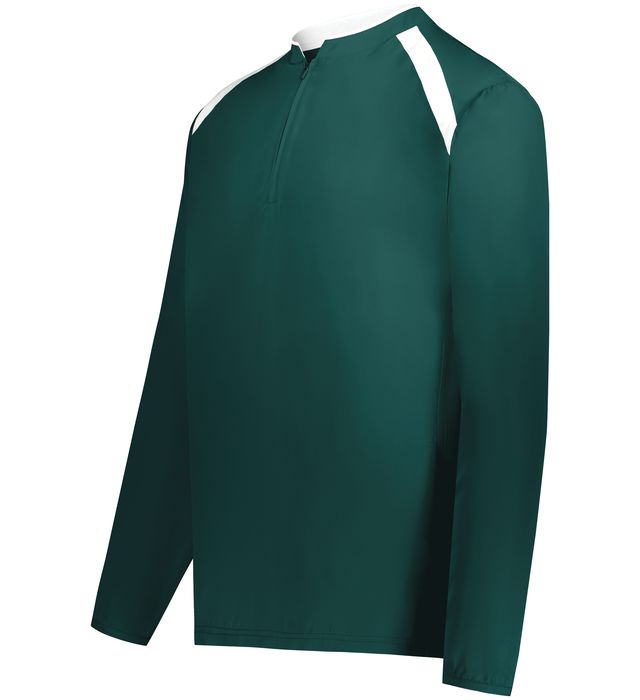 Augusta Quarter Zip Long-sleeve Two-toned Pullover with Side Pockets and Side Zipper Areo-Tec Polyester Green White