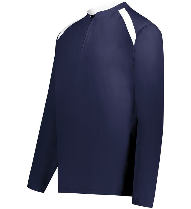 Augusta Quarter Zip Long-sleeve Two-toned Pullover with Side Pockets and Side Zipper Areo-Tec Polyester Navy White