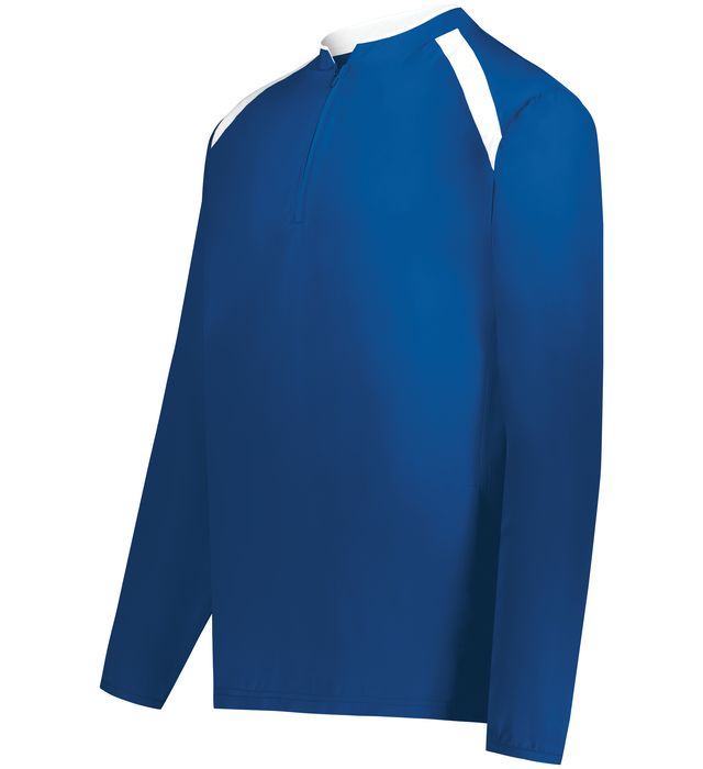 Augusta Quarter Zip Long-sleeve Two-toned Pullover with Side Pockets and Side Zipper Areo-Tec Polyester Royal White