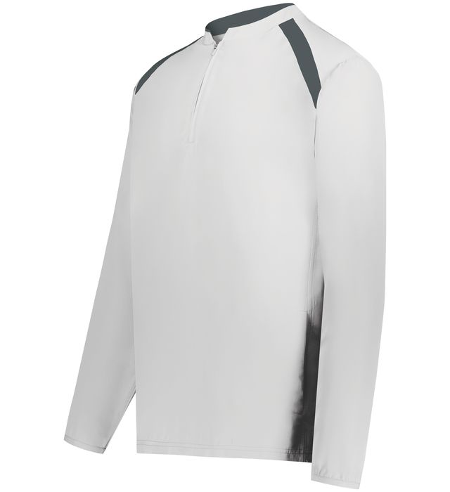 Augusta Quarter Zip Long-sleeve Two-toned Pullover with Side Pockets and Side Zipper Areo-Tec Polyester White Graphite