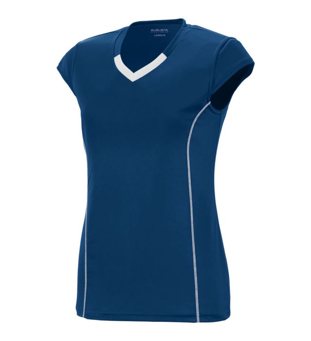 Augusta Sportswear Ladies Fit V-neck Volleyball Jersey T-Shirt Navy,White