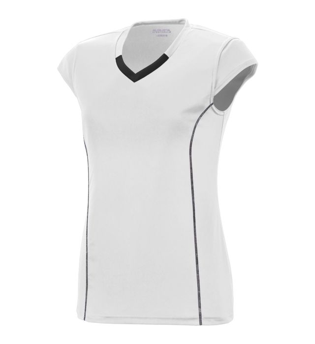 Augusta Sportswear Ladies Fit V-neck Volleyball Jersey T-Shirt White,Black