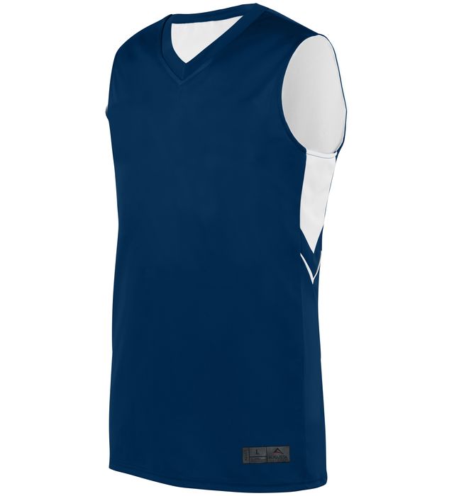 Augusta Sportswear Polyester Alley-oop V-Neck Collar Fully Reversible Basketball Jersey 1166-Navy-White
