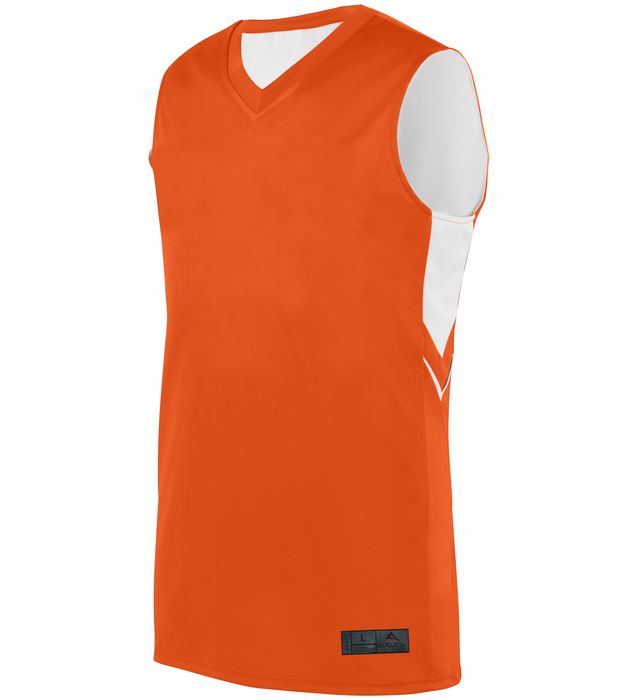 Augusta Sportswear Polyester Alley-oop V-Neck Collar Fully Reversible Basketball Jersey 1166-Orange-White