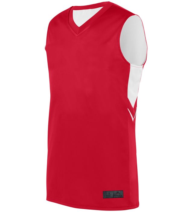 Augusta Sportswear Polyester Alley-oop V-Neck Collar Fully Reversible Basketball Jersey 1166-Red-White
