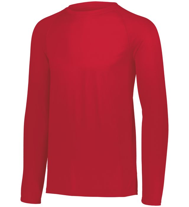 Augusta Sportwear Adult Polyester Moisture wicking Long Sleeve Tee Shirt 2795 Scarlet