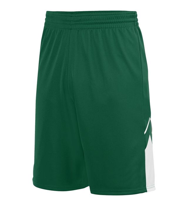 Augusta Sportswear 9-inch Inseam Wicking Knit Alley-Oop Fully Reversible Men Workout Short-darkgreen-white