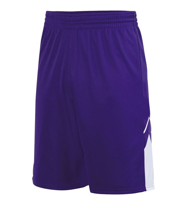 Augusta Sportswear 9-inch Inseam Wicking Knit Alley-Oop Fully Reversible Men Workout Short-purple-white