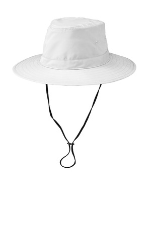 Port Authority Lifestyle Brim Hat Style C921- White w/ neck cord