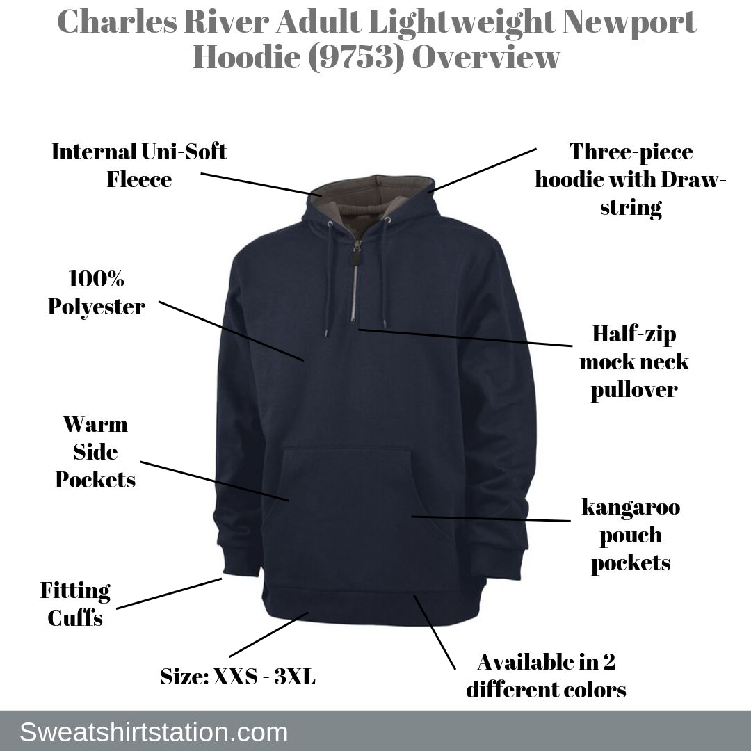 Charles River Adult Lightweight Newport Hoodie (9753) Overview