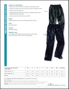 Charles River Adult New Englander Rain Pant (9198) Colors and Sizes