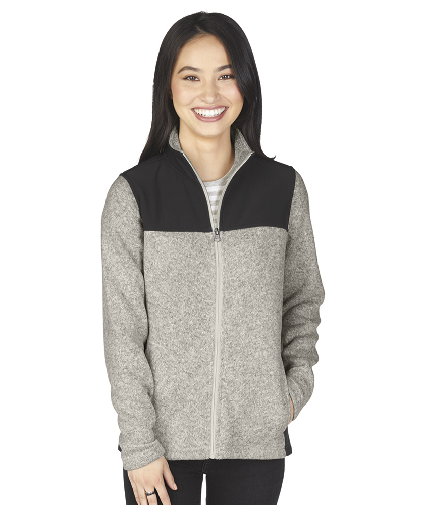 Charles River Apparel Women’s Concord Jacket style 5995 Light Grey Heather Model