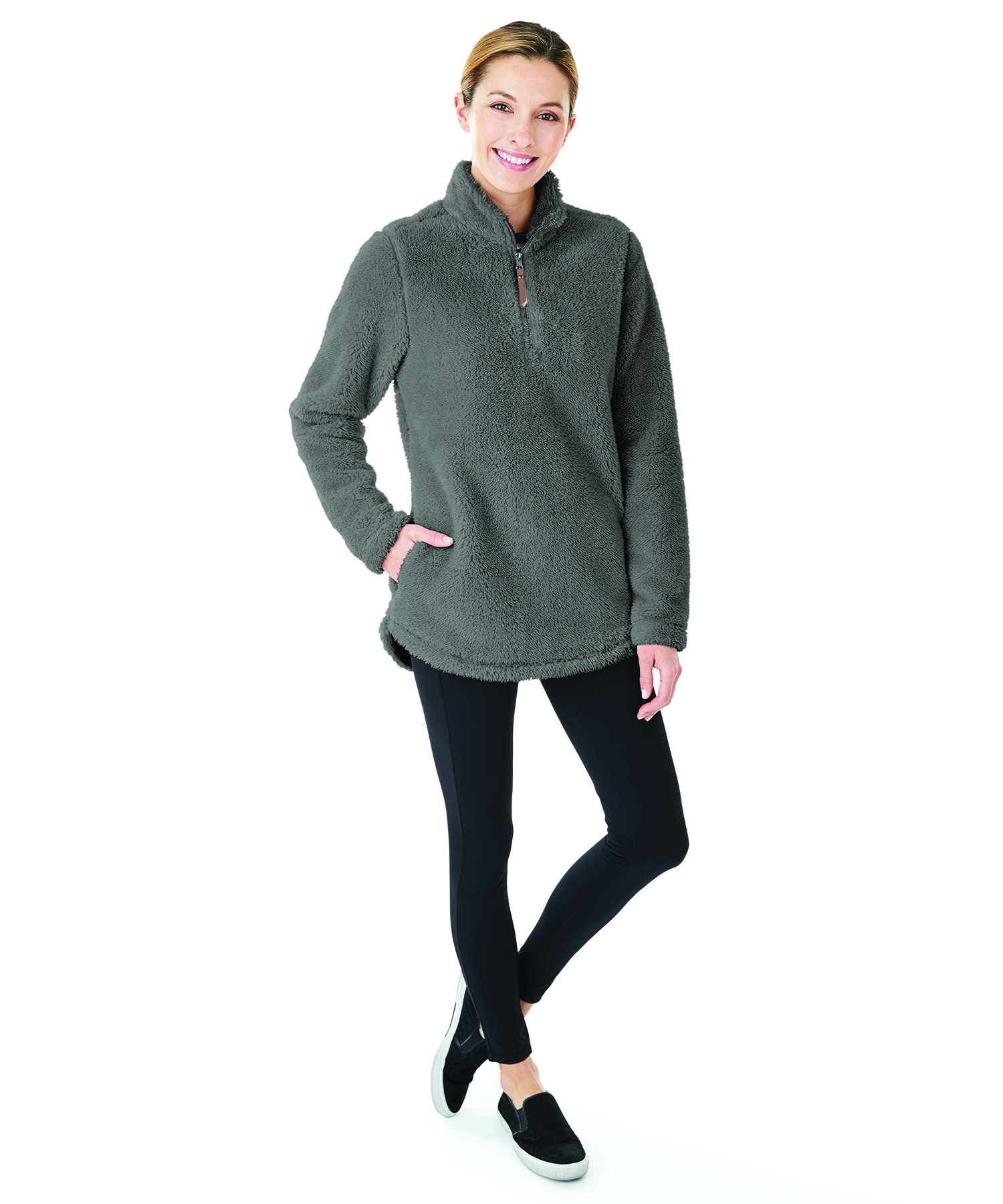 Charles River Apparel Women’s Newport Fleece Pullover Style 5876 Model Charcoal