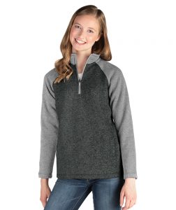 Charles River Apparel Women's Quarter-zip Heathered Fleece Charcoal Grey Model