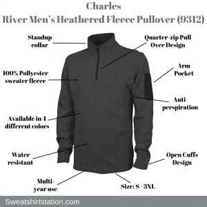 Charles River Men’s Heathered Fleece Pullover (9312) Overview