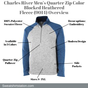 Charles River Men’s Quarter Zip Color Blocked Heathered Fleece (9014) Overview