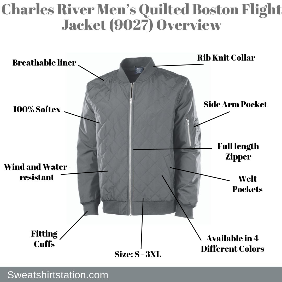 Charles River Men’s Quilted Boston Flight Jacket (9027) Overview