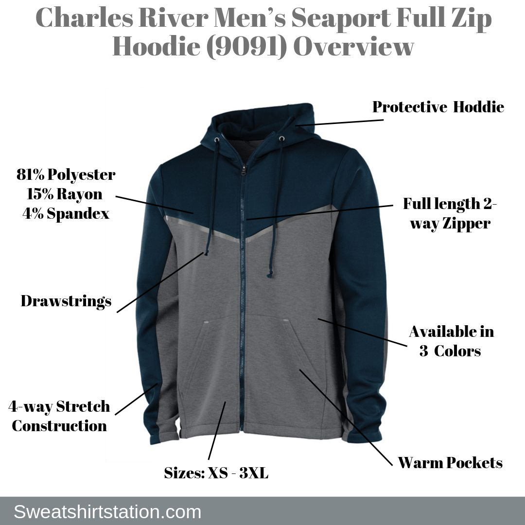 Charles River Men’s Seaport Full Zip Hoodie (9091) Overview
