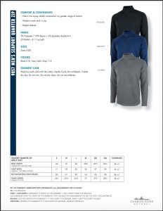 Charles River Men’s Seaport Quarter Zip (9057) Colors and Sizes