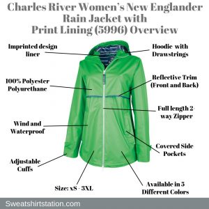 Charles River Women’s New Englander Rain Jacket with Print Lining (5996) Overview