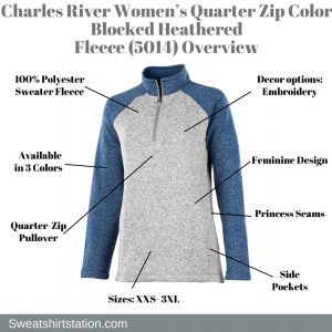Charles River Women’s Quarter Zip Color Blocked Heathered Fleece (5014) Overview