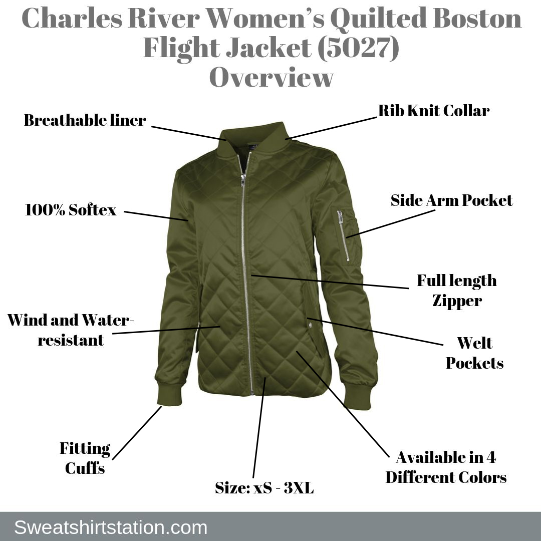Charles River Women’s Quilted Boston Flight Jacket (5027) Overview