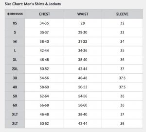 Dri Duck Men's Outlaw Jacket DD5087 Size Chart