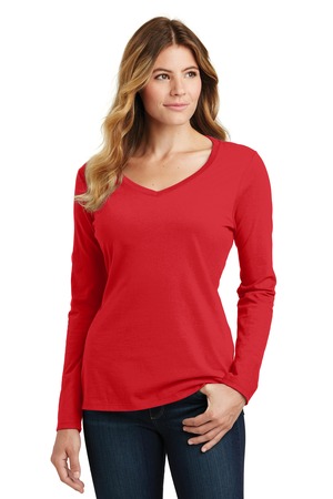 District Ladies Fan Favorite V-neck Tee – Bright Red
