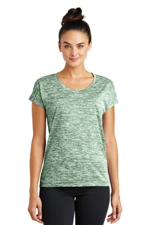 Sport-Tek Ladies PosiCharge® Electric Heather Tee – Forest Green Electric