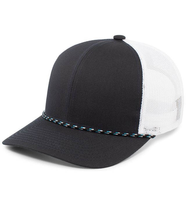 Pacific Headwear Trucker Mesh Rope Brim Cap – Style # 104BR Navy,White,Navy