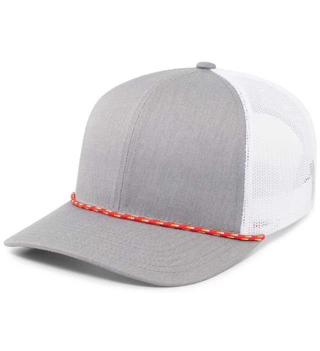 Pacific Headwear Trucker Mesh Rope Brim Cap – Style # 104BR Red,Heather Grey,White