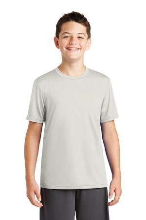 Sport-Tek Youth PosiCharge Tough Tee – Front – Silver