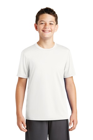 Sport-Tek Youth PosiCharge Tough Tee – Front – White