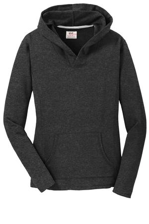 Anvil Ladies French Terry Pullover Hooded Sweatshirt Style 72500L Heather Dark Grey Front Flat