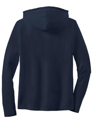 Anvil Ladies 100% Ring Spun Cotton Long Sleeve Hooded T-Shirt Style 887L Navy/Dark Grey Flat Back