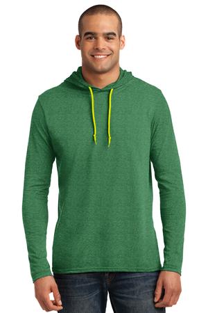 Anvil 987 Long Sleeve Hooded T-Shirt Heather Green Neon Yellow