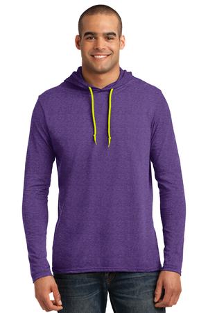 Anvil 987 Long Sleeve Hooded T-Shirt Heather Purple Neon Yellow