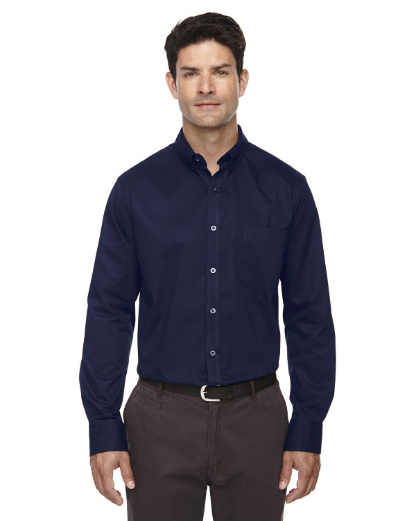 Ash City - Core 365 Men's Tall Operate Long-Sleeve Twill Shirt Classic Navy
