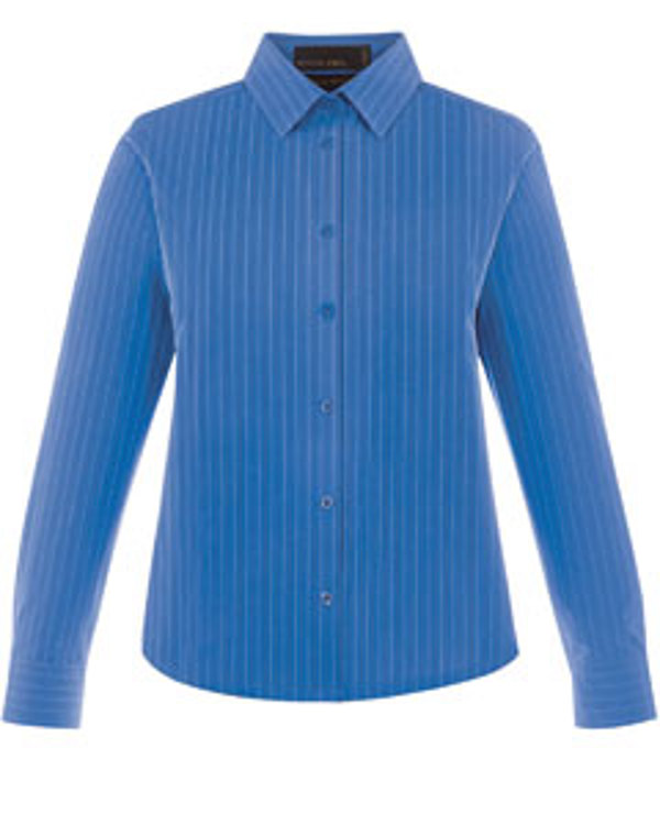 ash-city-north-end-ladies-align-wrinkle-resistant-cotton-blend-dobby-vertical-striped-shirt-deep-blue