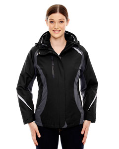 Ash City - North End Ladies' Height 3-in-1 Jacket with Insulated Liner Black Front