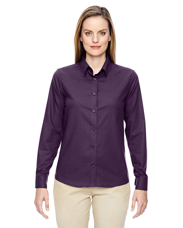 ash-city-north-end-ladies-paramount-wrinkle-resistant-cotton-blend-twill-checkered-shirt-mulbry-purple