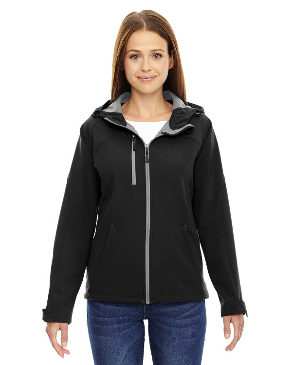 ash-city-north-end-ladies-prospect-two-layer-fleece-bonded-soft-shell-hooded-jacket-black