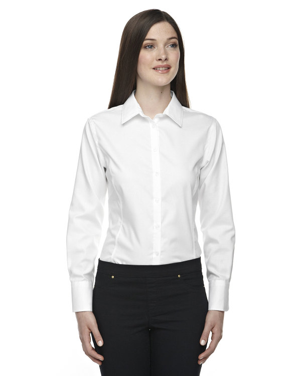 ash-city-north-end-sport-blue-ladies-boulevard-wrinkle-free-two-ply-80s-cotton-dobby-taped-shirt-with-oxford-twill-white