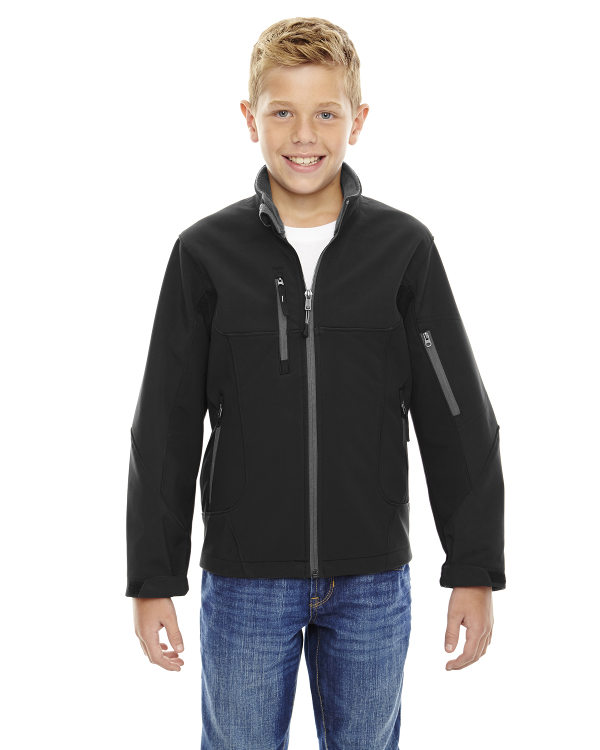 Ash City - North End Youth Compass Colorblock Three-Layer Fleece Bonded Soft Shell Jacket Black