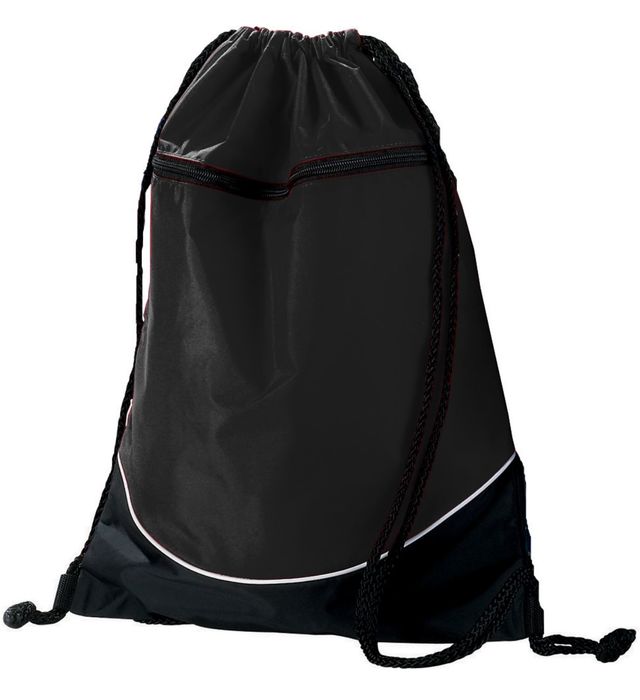 Augusta Sportswear 18 inch Tri-Color Drawstring Backpack Cinch Bag 1915 Black/Black/White