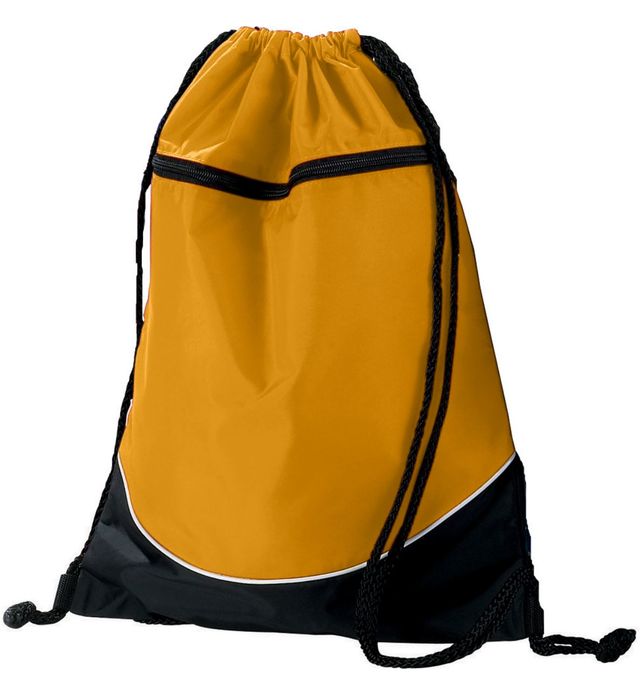 Augusta Sportswear 18 inch Tri-Color Drawstring Backpack Cinch Bag 1915 Gold/Black/White