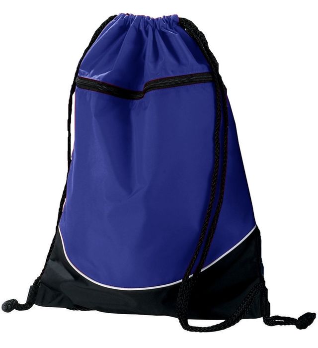 Augusta Sportswear 18 inch Tri-Color Drawstring Backpack Cinch Bag 1915 Purple/Black/White